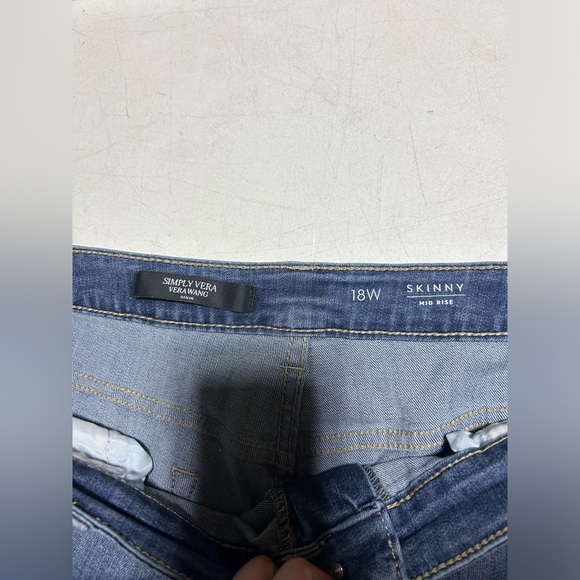 Simply Vera Wang Skinny Jeans Black Lace APPLIQUÉ On Side of legs blue size 18W - Picture 5 of 10